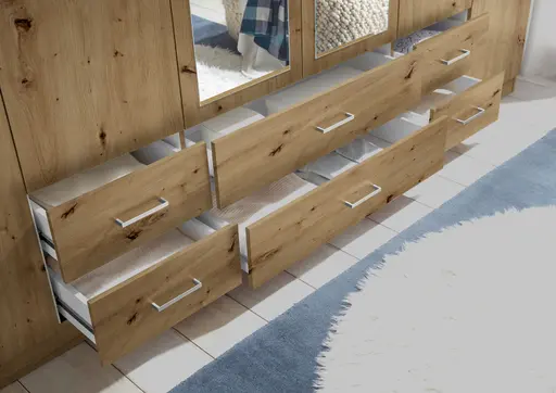 Drehtürenschrank- B ca. 271 cm, Eiche Dekor, Spiegel