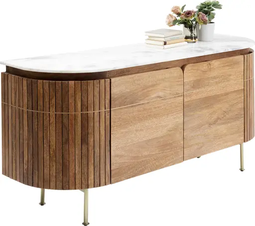 Sideboard- Massivholz, Mango, Gebeizt, Marmorplatte