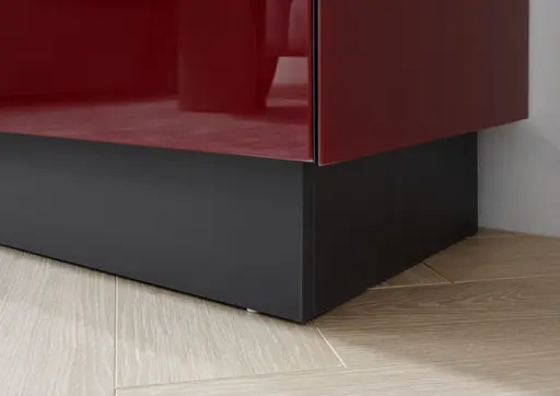 Lowboard - B ca. 181 cm, Bordeauxrot, Keramikoptik
