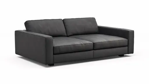 Sofa Aprino 2 - 3,5-Sitzer XXL, Dickleder, Schwarz, Armlehne Block schmal