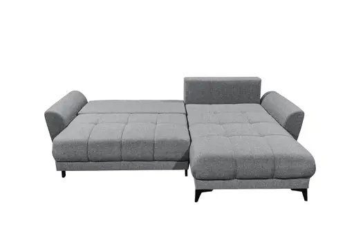 Ecksofa - 2-Sitzer, Ecke rechts inkl. Schlaffunktion und Bettkasten, Stoff, Grau