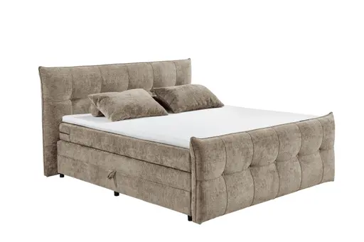 Boxspringbett- Liegefläche ca. 180x200 cm, Stoff, Taupe