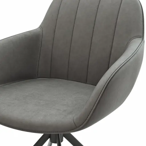 Polsterstuhl Dinner - drehbar, Leder, Graubraun
