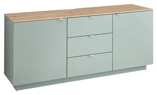 TV-Sideboard - Schilfgrün, Eiche Dekor