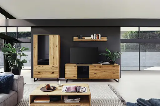 Wohnwand - Wildeiche teilmassiv