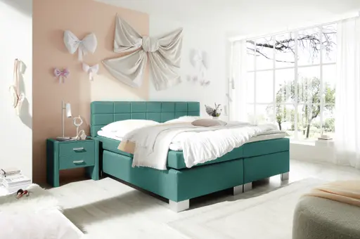 Boxspringbett HAIKOS- Liegefläche ca. 180x200 cm, Stoff, Petrol