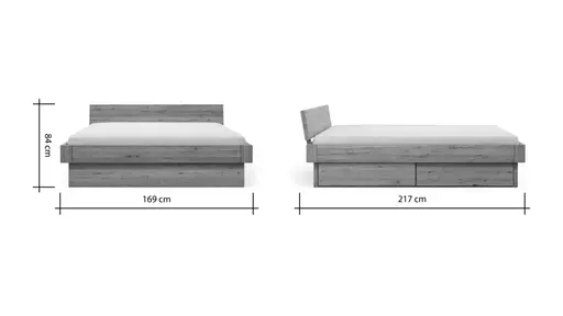 Bettgestell 1660 - Liegefläche ca. 160x200 cm, Wildeiche massiv, geölt