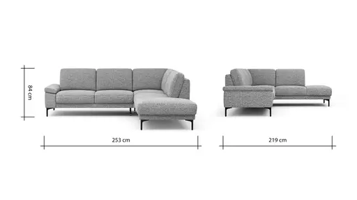 Ecksofa Matero - 2-Sitzer mit Ecke rechts, Stoff, Graubeige