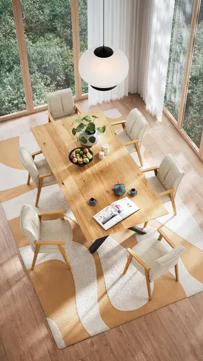 Esstisch Flore - LB ca. 240x120 cm, Wildeiche massiv, natur geölt