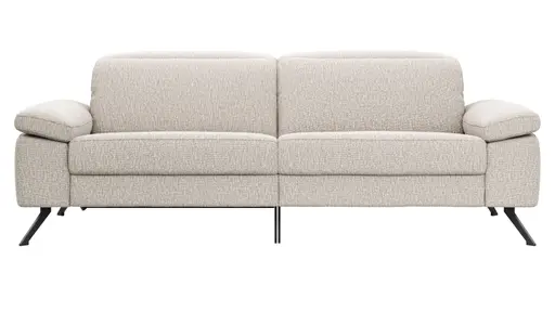 Sofa Rafaela 2.0 - 3-Sitzer inkl. 1x Relaxfunktion und Kopfteile verstellbar, Stoff, Champagner