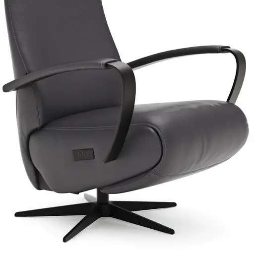 Relaxsessel Girona - Relaxfunktion (motorisch), Leder, Schwarz