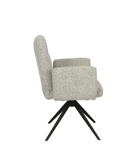 Armlehnstuhl MYLENE - drehbar, Stoff, Schwarz-Weiß