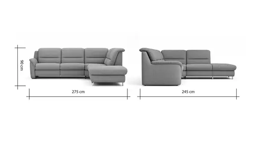 Ecksofa Cornella Classic - 2-Sitzer mit Ecke rechts, Stoff, Creme