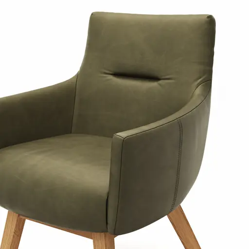 Armlehnstuhl Calgary - Leder, Olive