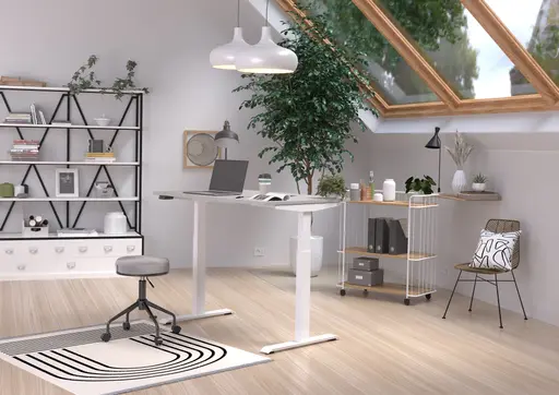 Schreibtisch GELI - höhenverstellbar, LB ca. 120x80 cm, Kaschmir, Weiß