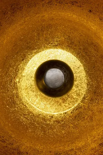 Bodenleuchte- DH ca. 50x50 cm, Stahl vernickelt, Schwarz, Gold