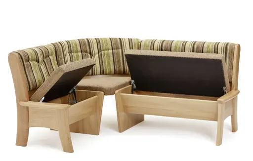 Eckbank - BT ca. 136x176 cm, Stoff, mehrfarbig, Grün-Braun