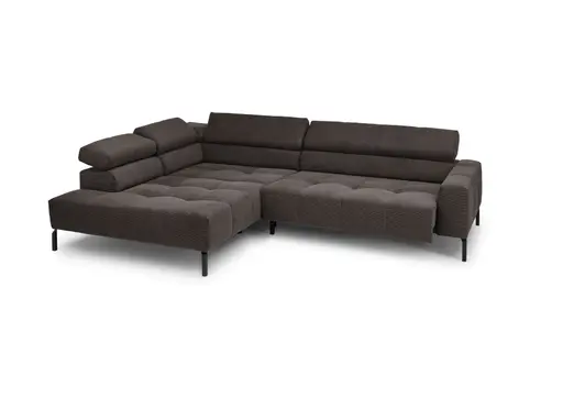 Ecksofa COLLEEN 2.0 - Ecke links und 2-Sitzer, Sitzvorzug motorisch, Feincord, Mocca