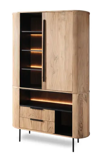 Highboard - mit Beleuchtung, B ca. 118 cm, Akazie massiv