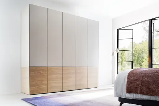 Drehtürenschrank Matera - BHT ca. 251x235x60 cm, Lack Matt, Kaschmir, Eiche, Milk