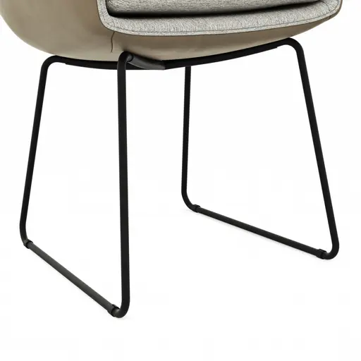 Armlehnstuhl Macano - Stoff & Leder, Hellgrau, Steingrau