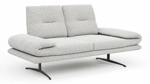 Sofa Lucero 2.0 - 2-Sitzer klein inkl. Drehsitz, Rollout-Armlehne und Sitztiefe verstellbar, Stoff, Offwhite