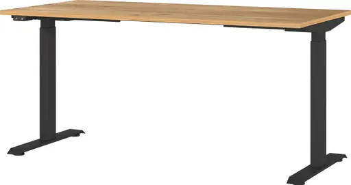 Schreibtisch GELI - höhenverstellbar, LB ca. 160x80 cm, Eiche Nachbildung, Schwarz