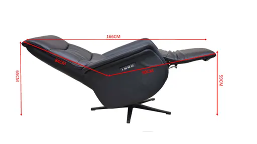 TV-Sessel MAREK - drehbar, Relaxfunktion, Kopfteilverstellung, Leder, Schwarz