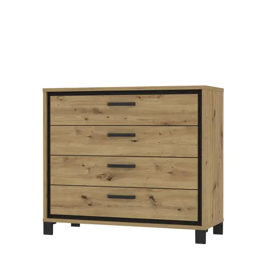 Kommode FARIDA - Eiche Dekor, Schwarz