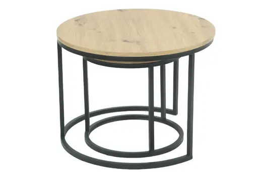 Couchtisch - 2er Set, Artisan Eiche Nachbildung, Schwarz