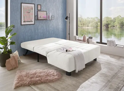  Faltsofa Easy - 2-Sitzer ohne Armlehne, ca. 140 cm inkl. Schlaffunktion, Stoff, Creme