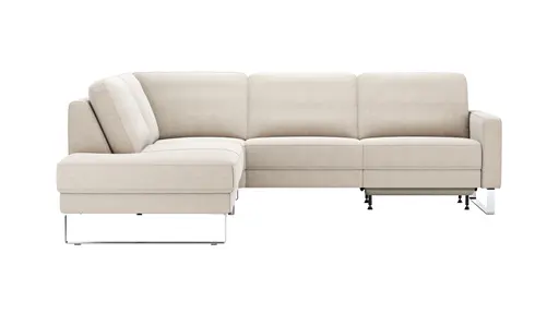 Ecksofa Anna - Ecke links mit 2,5-Sitzer inkl. Relaxfunktion (motorisch), Stoff, Beige