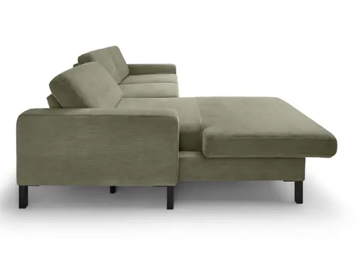 Ecksofa CALM MOVE 2.0 - Longchair links mit 2,5-Sitzer, Schlaffunktion, Feincord, Olive