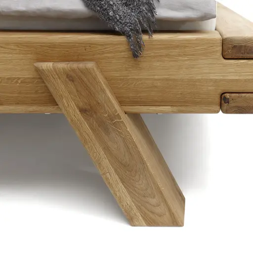 Bettgestell- Legefläche ca. 140x200 cm, Eiche, Massiv, Geölt