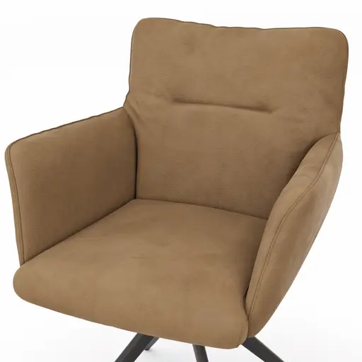 Armlehnstuhl Nashville - inkl. Dreh- und Wippfunktion, Leder, Braun