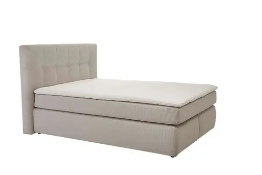 Boxspringbett JANAH- Liegefläche ca. 140x200 cm, Stoff, Creme