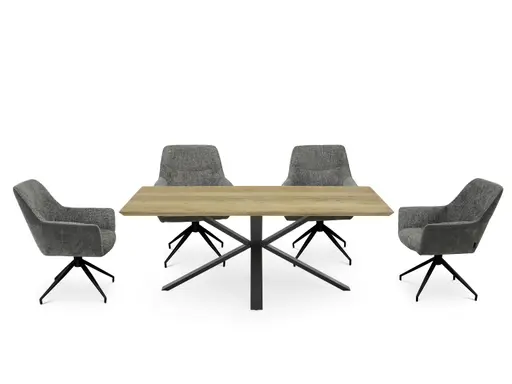 Esstisch - LB ca. 200x100 cm, Eiche massiv geölt, Schweizer Kante, Schwarz