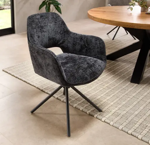 Armlehnstuhl - drehbar, Stoff, Schwarz