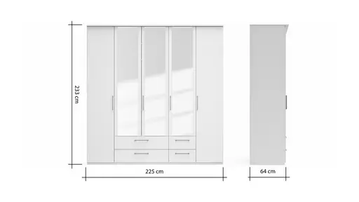 Drehtürenschrank Viana - B. ca. 225 cm, Lack, Weiß