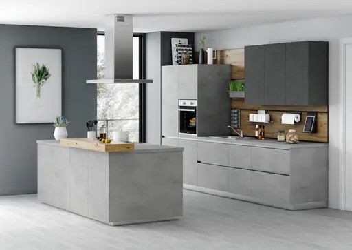 Inselküche 52.210 13 520, Beton Nebelgrau Nachbildung 