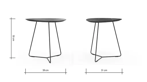 Ecktisch Fano - LBH ca. 59x50x55 cm, HPL, Schwarz Marmoriert