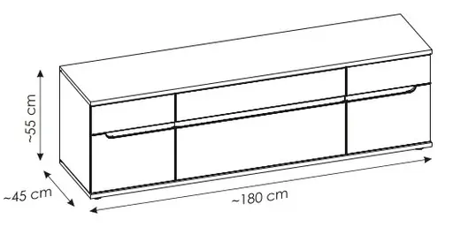 TV-Lowboard - B ca. 180 cm, Kaschmir, Nussbaum Nachbildung