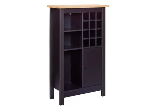 Weinschrank - B ca. 76 cm, Schwarz, Artisan Eiche Nachbildung