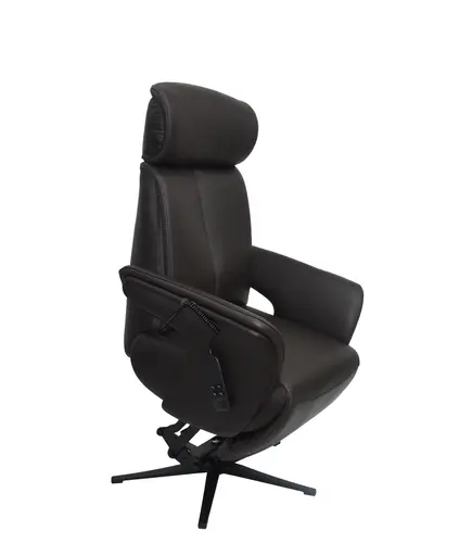 TV-Sessel MATHIS - drehbar, Aufstehhilfe, Relaxfunktion, Kopfteilverstellung, Leder, Chocolate