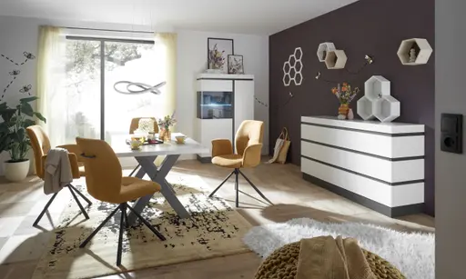 Stuhl MANOA - drehbar, Stoff, Senfgelb