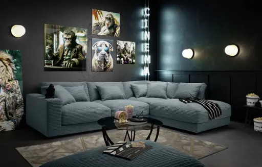 Couchtisch - Ø/H ca. 80x40 cm, Grau, Schwarz