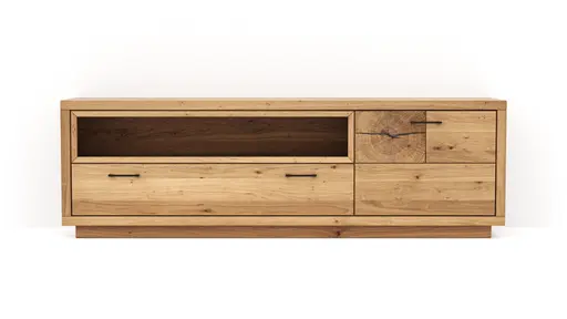 Lowboard Hartford - BHT ca. 188x59x40 cm, Eiche massiv, mit Hirnholzapplikation