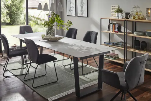 Armlehnstuhl Dinner - Stoff, Dunkelgrau