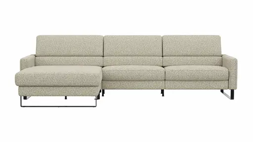 Ecksofa Valera - Longchair mit 3-Sitzer rechts inkl. Rückenlehne verstellbar, Stoff, Limone