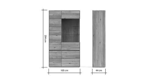 Vitrine Hillsboro - Wildeiche natur, geölt